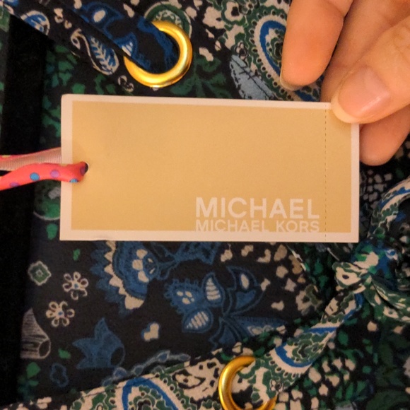 Michael Kors Lace Front V Neck Long Sleeve Blouse Blue Green Size S - Picture 4 of 12